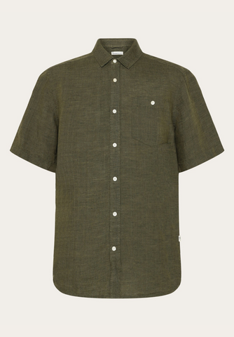 Knowledge Cotton Apparel Regular Short Sleeved Organic Linen Shirt