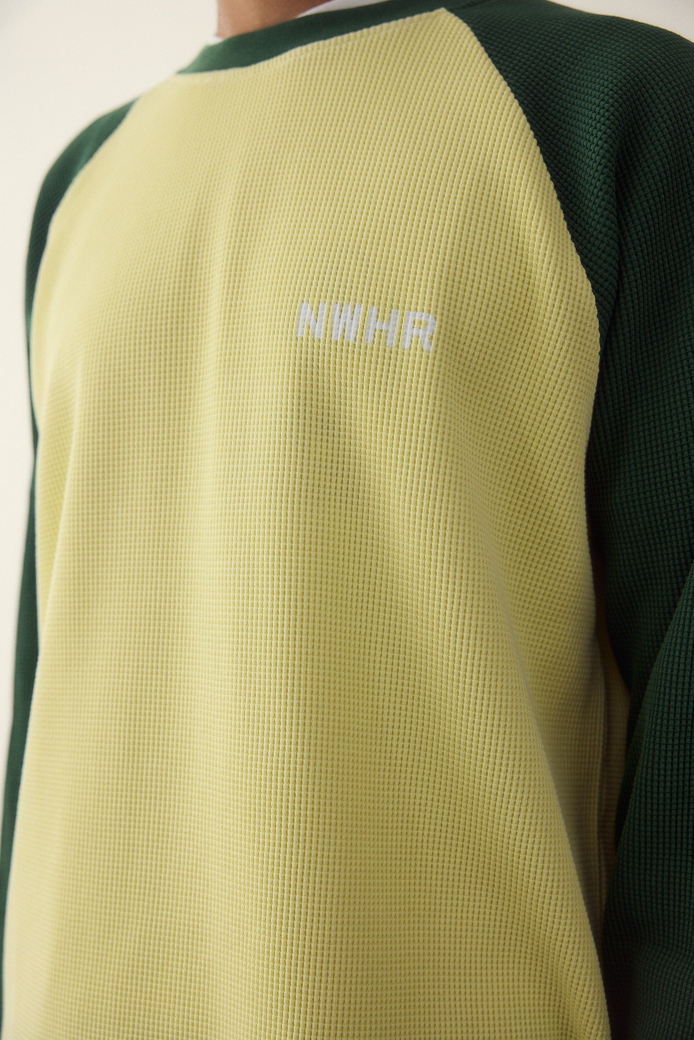 Green Waffle Crewneck Made Of Organic Cotton