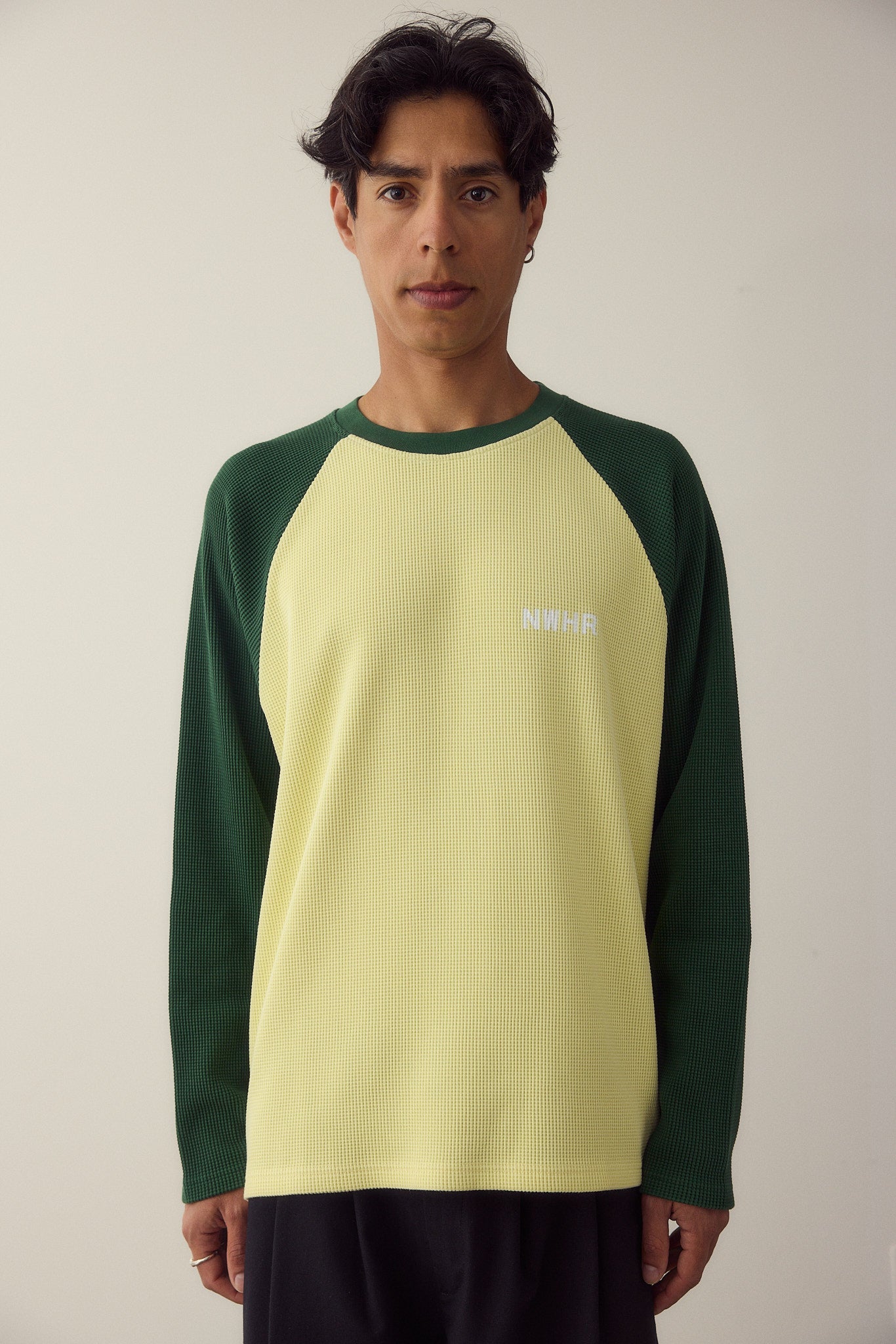 Green Waffle Crewneck Made Of Organic Cotton
