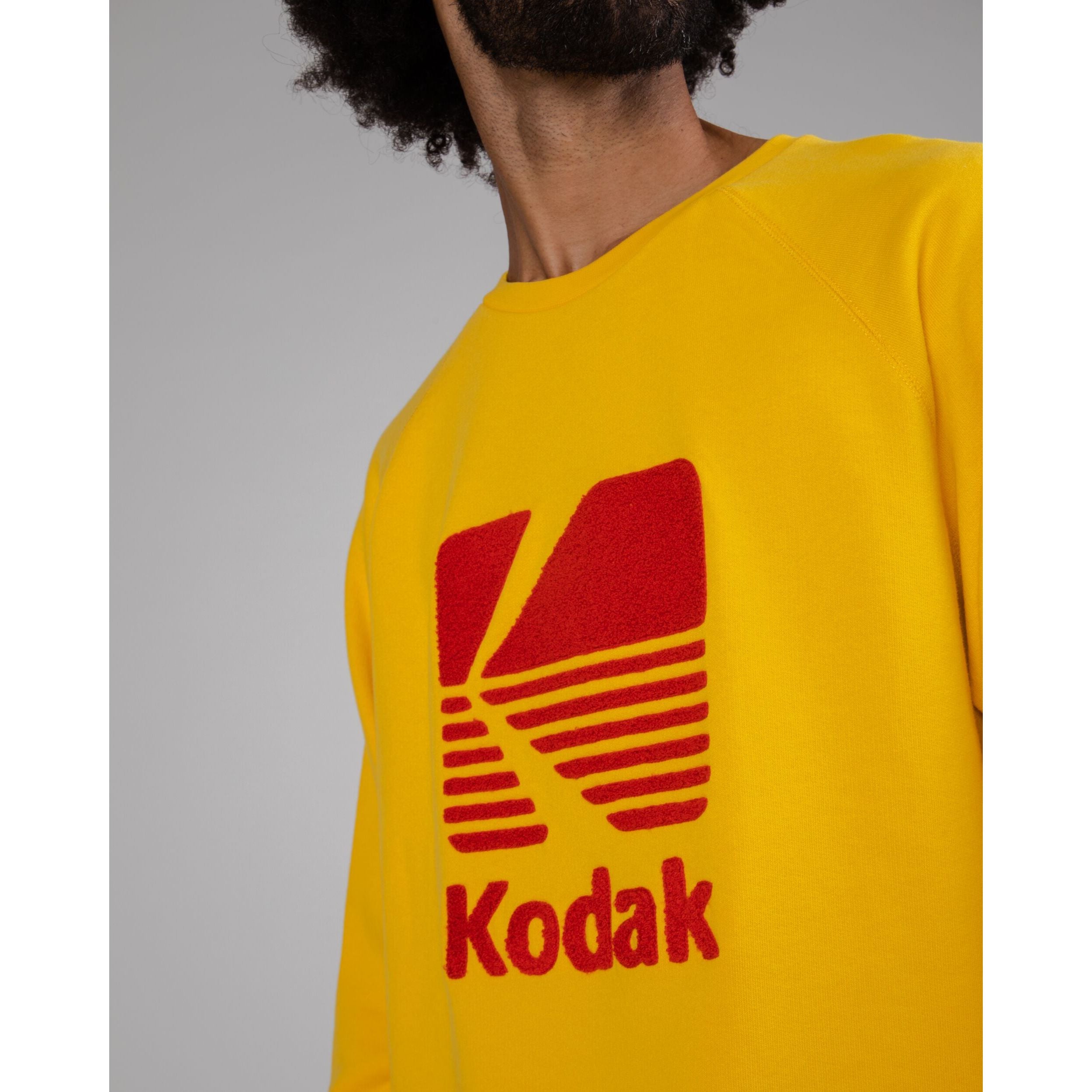 Men s Brava Fabrics KODAK COLOUR SWEATSHIRT Organic Cotton Graphic Print Oversized Yellow Free UK Shipping