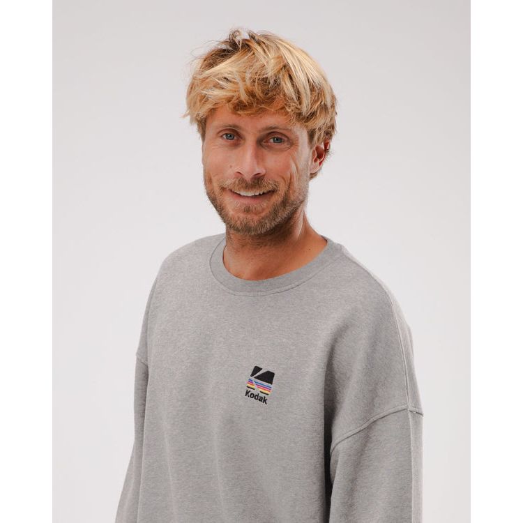 Men s Brava Fabrics KODAK COLOUR SWEATSHIRT Organic Cotton Graphic Print Oversized Grey Free UK Shipping