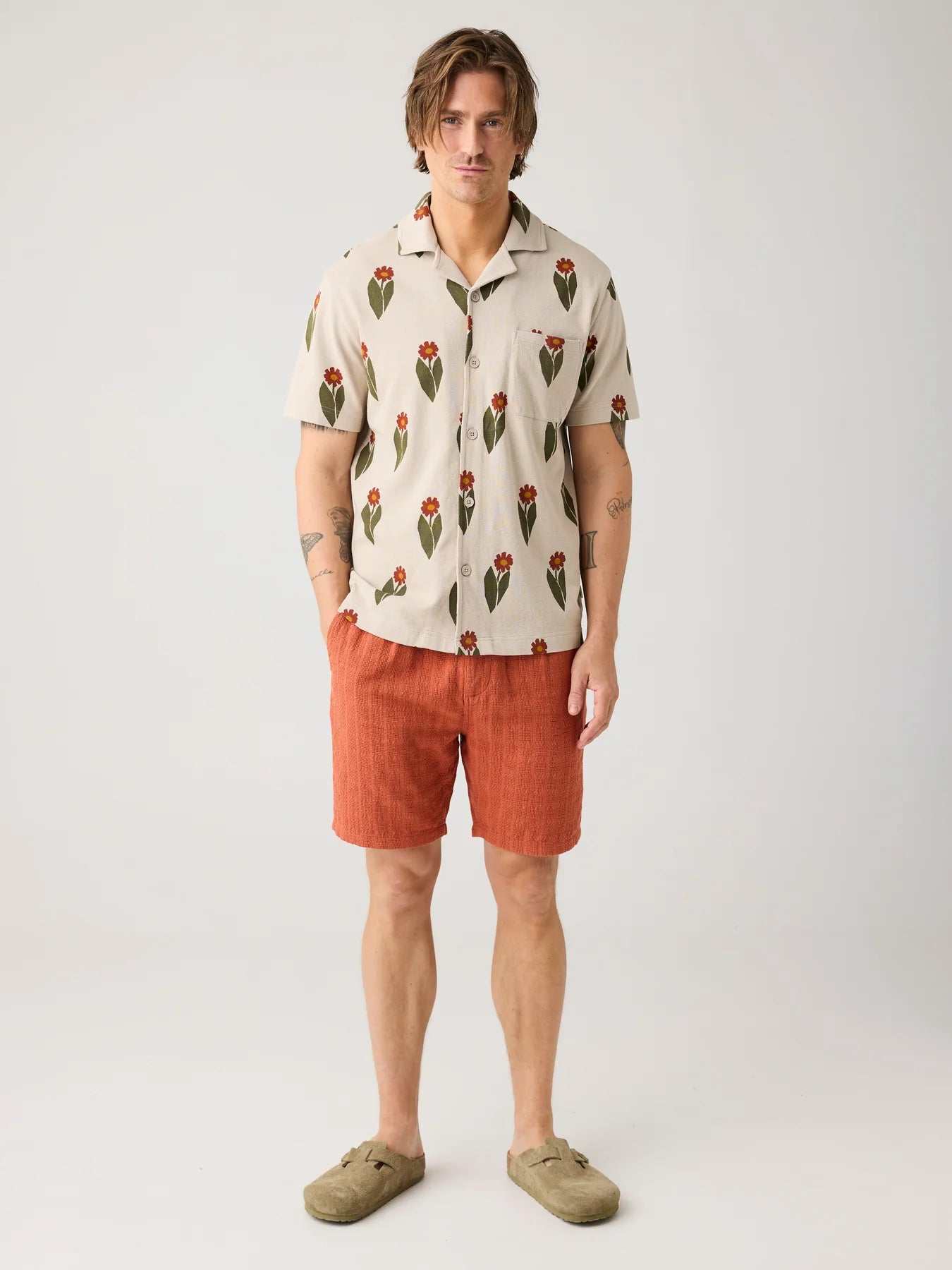 Bouclé Flower Print Shirt Made Of Organic Cotton