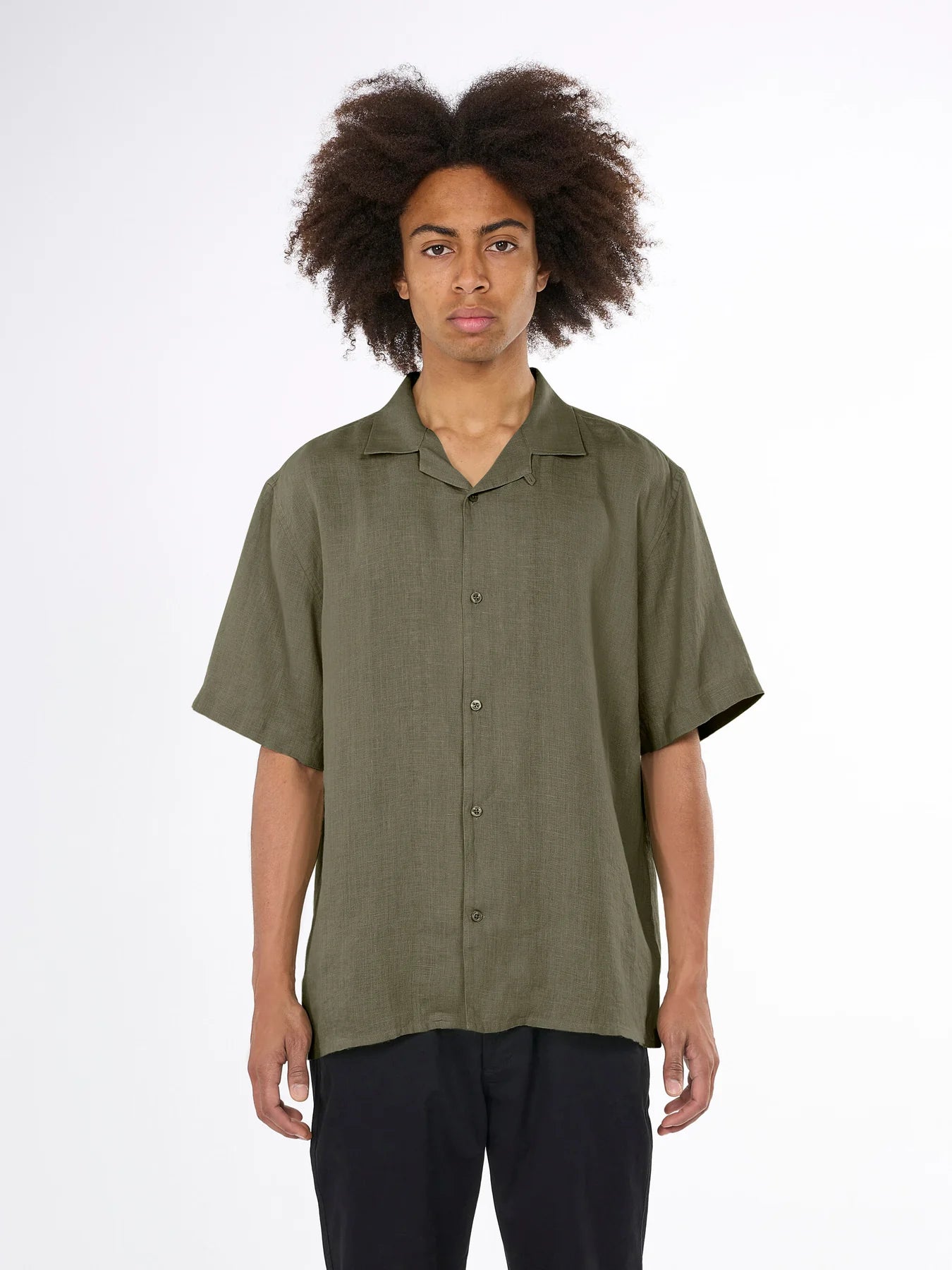 Box Fit Short Sleeved Organic Linen Shirt Made Of Organic Linen