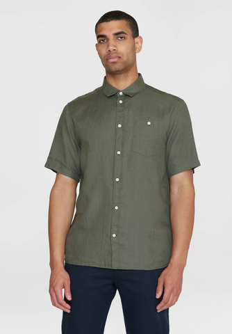 Knowledge Cotton Apparel Regular Short Sleeved Organic Linen Shirt