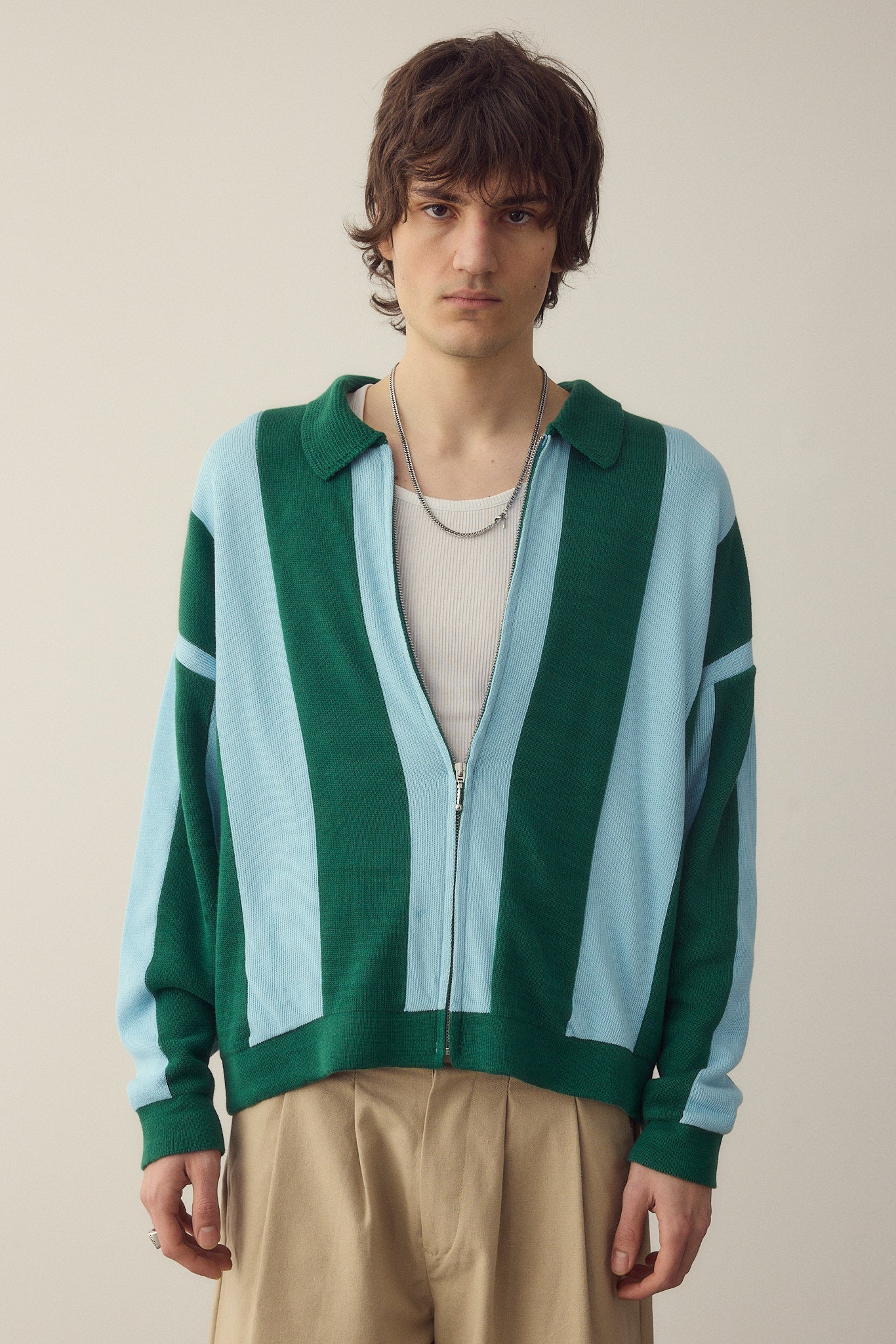 Stripes Zip Jersey Made Of Organic Cotton