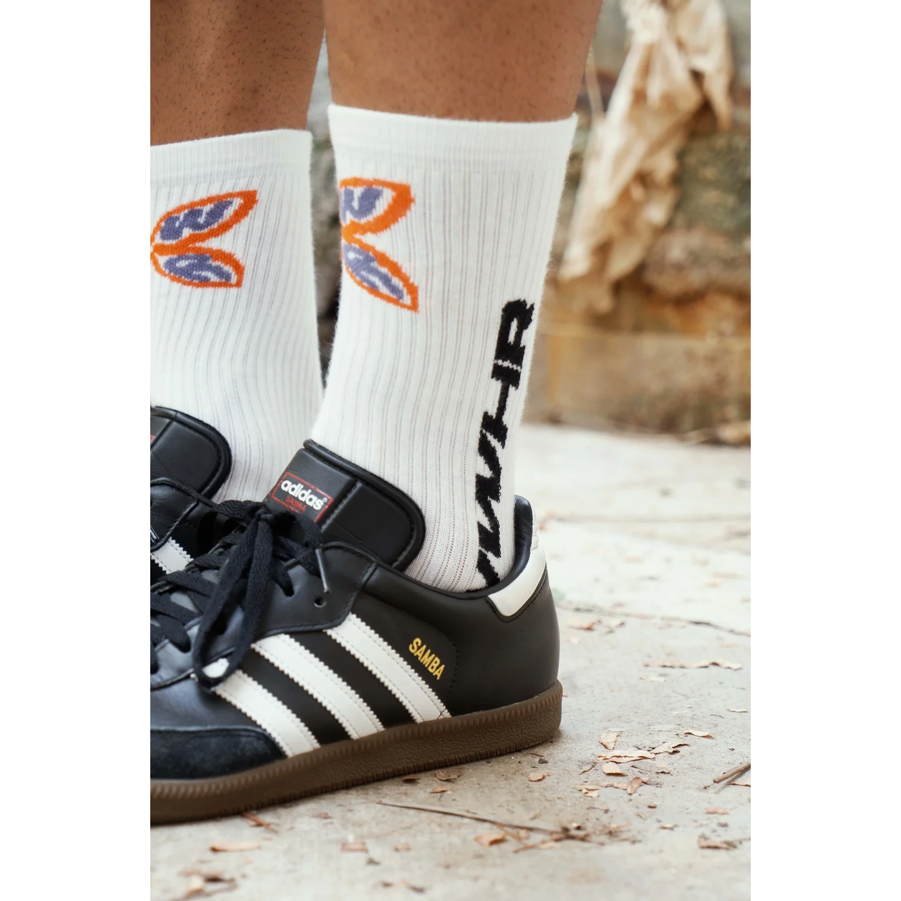 Flying White Sock Made Of Organic Cotton Mix