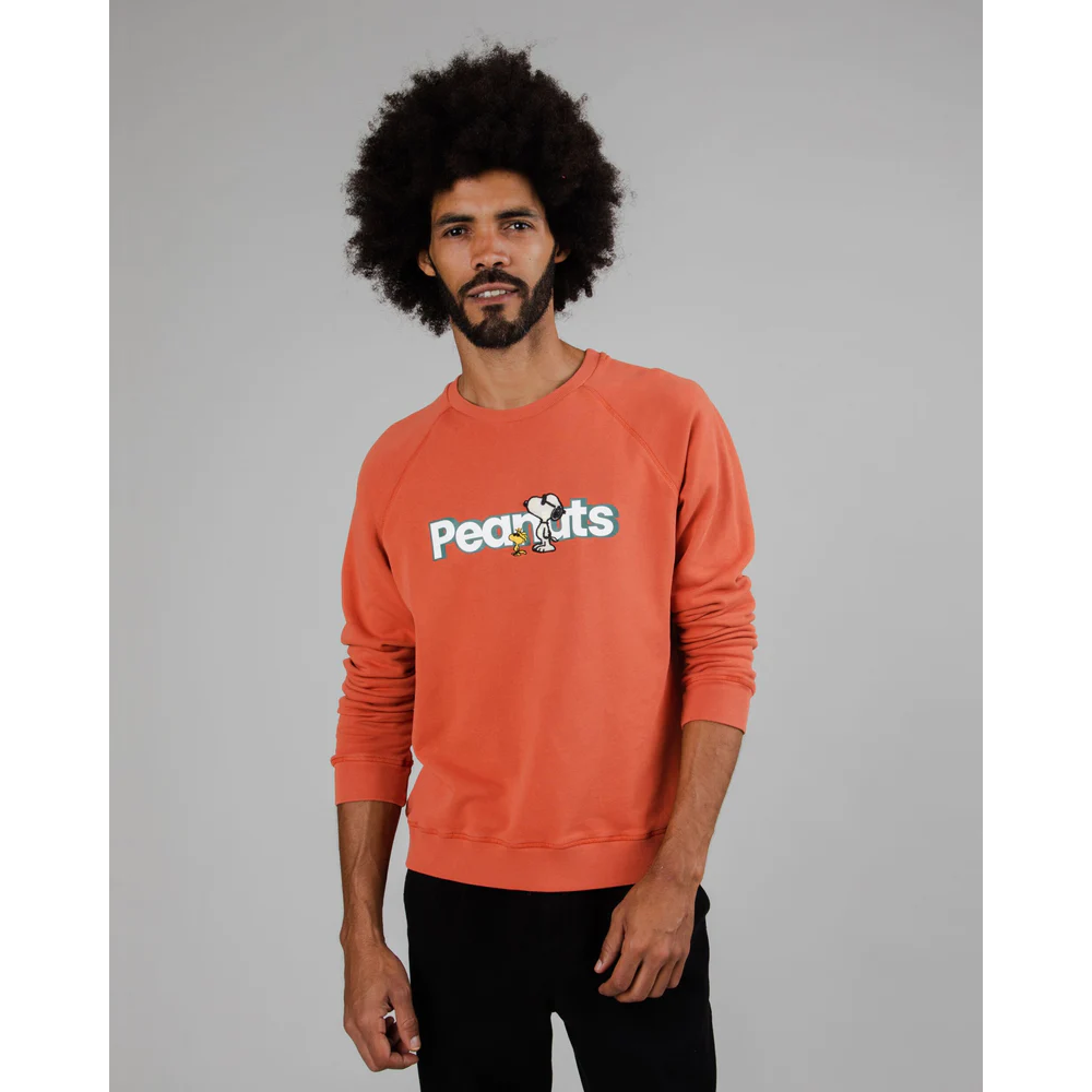 Brava Fabrics Snoopy & Woodstock Embroidered Sweatshirt Red
