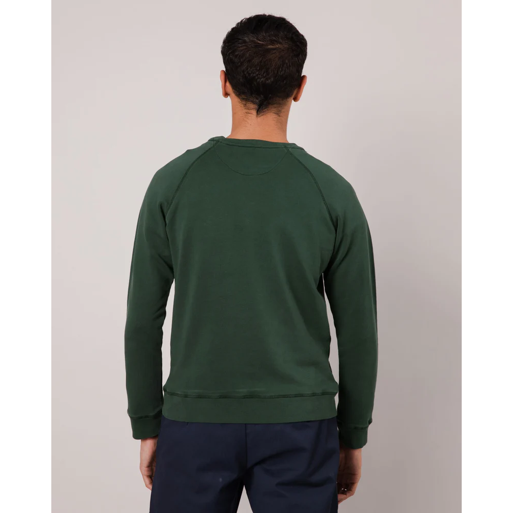 Men s Brava Fabrics WOODSTOCK EMBROIDERED SWEATSHIRT Organic Cotton Peanuts Regular fit Green Free UK Shipping