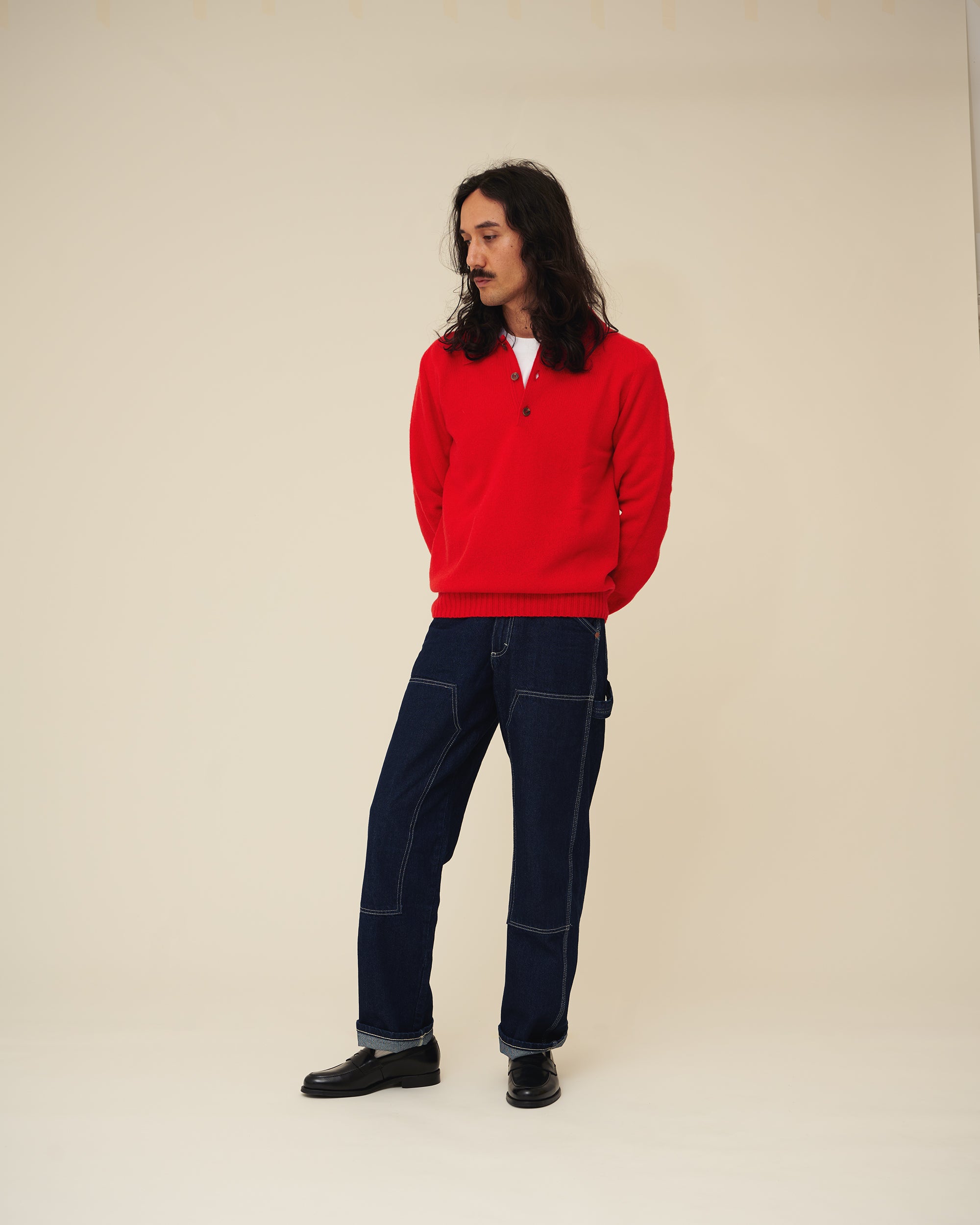 Red Rugby Jumper Men's Simswear LAMBSWOOL RUGBY JUMPER - Merino wool, Responsible Wool ...