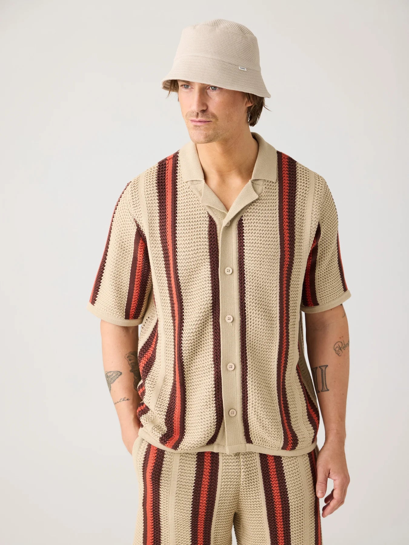 Regular Striped Knit Shirt Made Of Organic Cotton