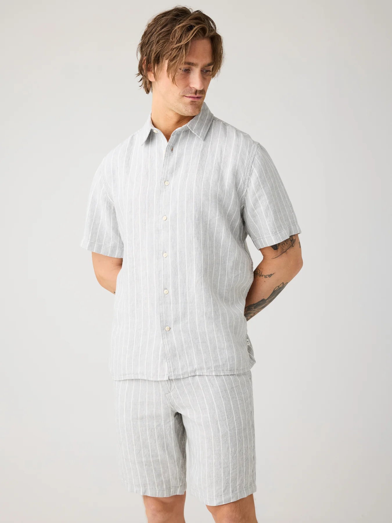 Relaxed Stripe Short Sleeve Shirt Made Of Organic Linen