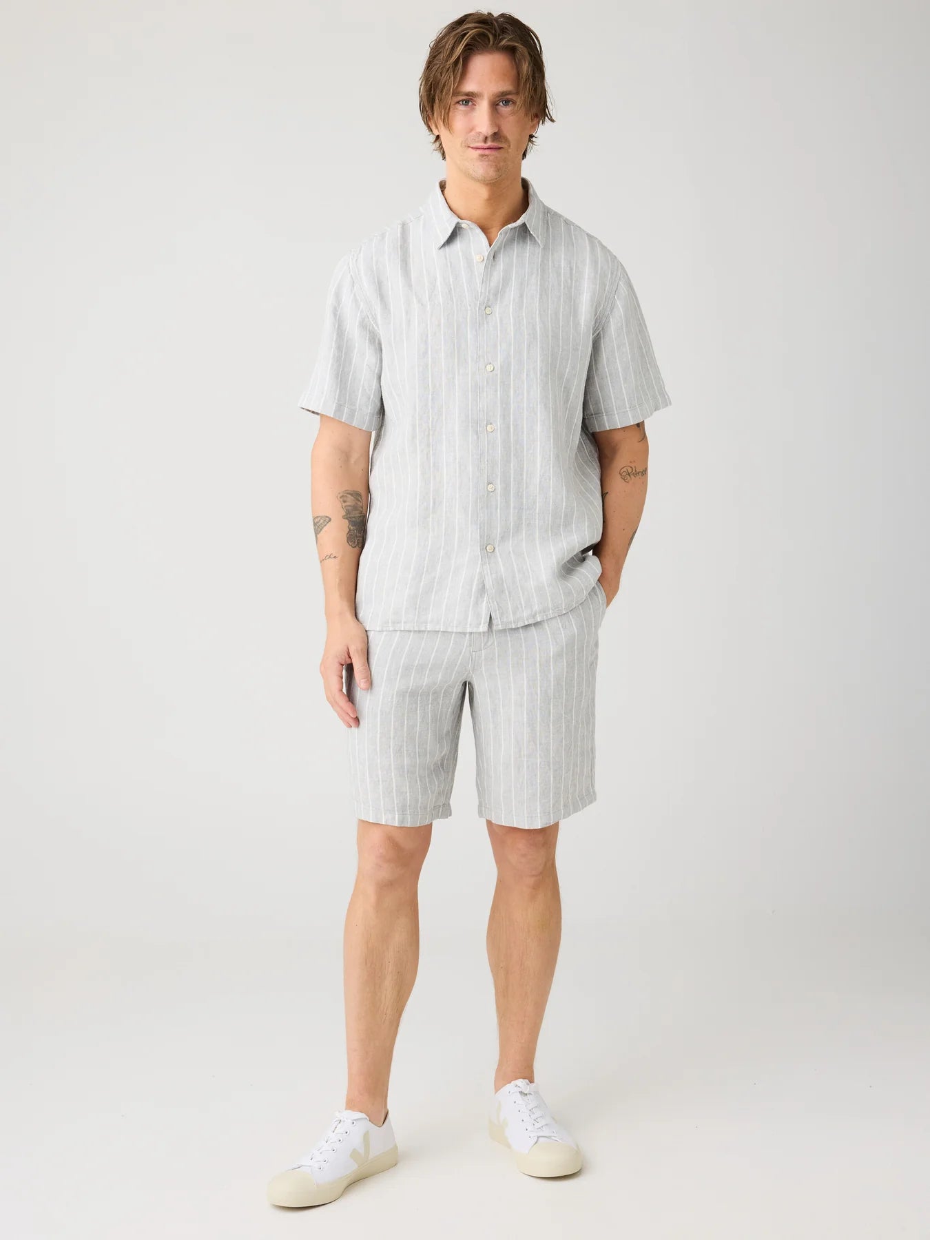 Relaxed Stripe Short Sleeve Shirt Made Of Organic Linen