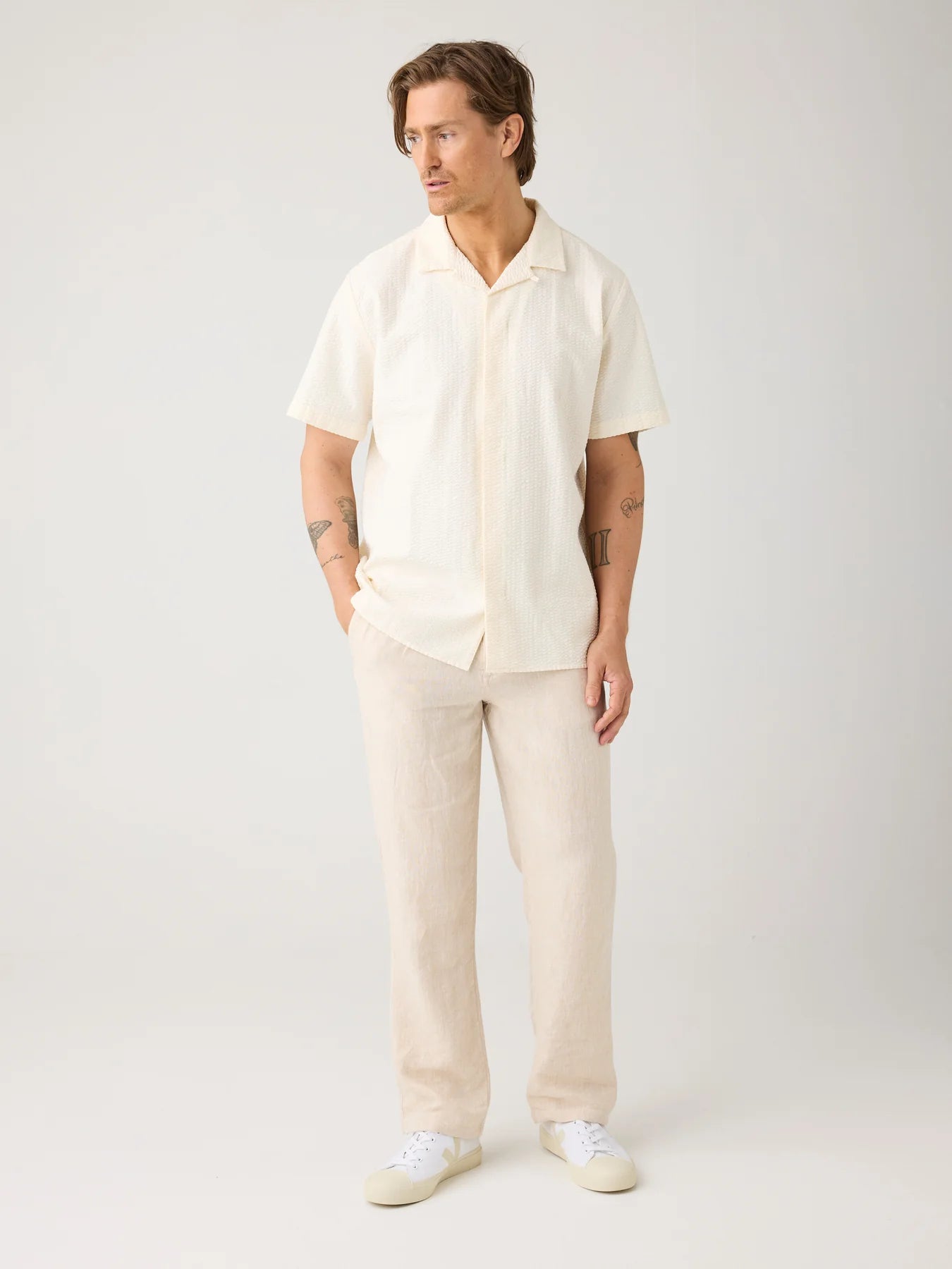 Relaxed Seersucker Short Sleeve Shirt Made Of Organic Cotton