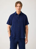 Relaxed Short Sleeve Indigo Shirt Made Of Organic Cotton