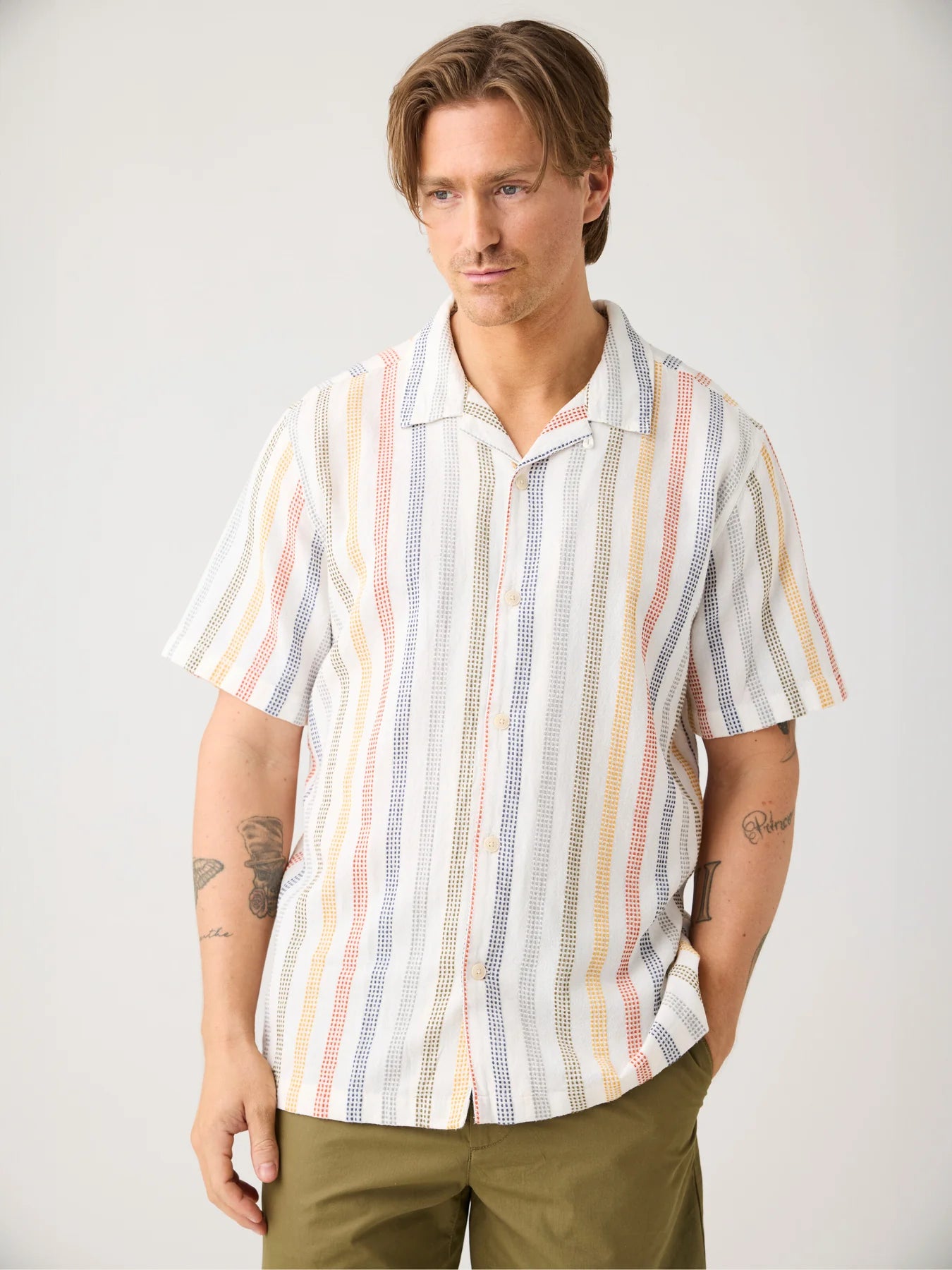 Relaxed Stripe Short Sleeve Shirt Made Of Organic Cotton