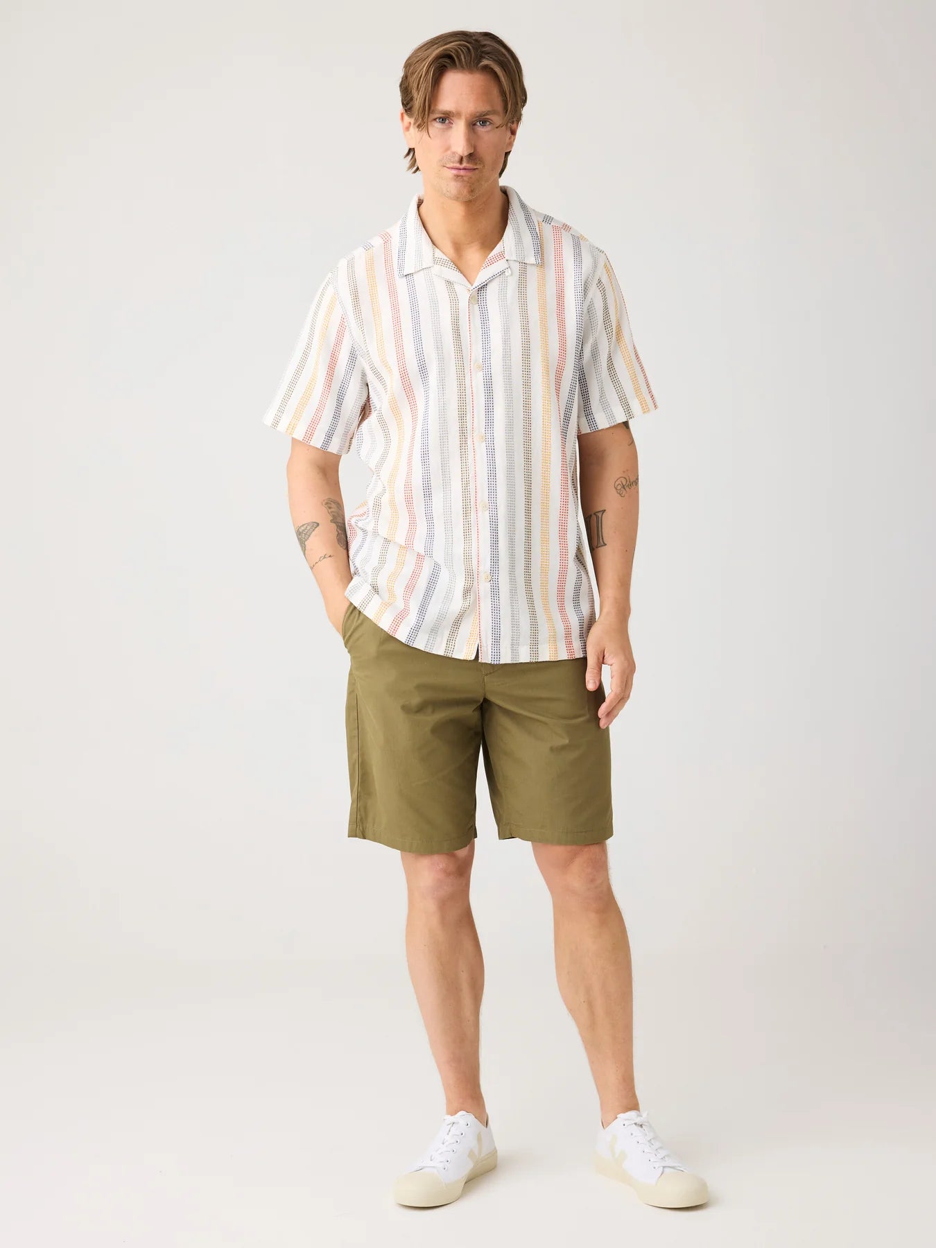 Relaxed Stripe Short Sleeve Shirt Made Of Organic Cotton