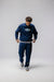 Soft Navy Open Bottom Pants Made Of Organic Cotton