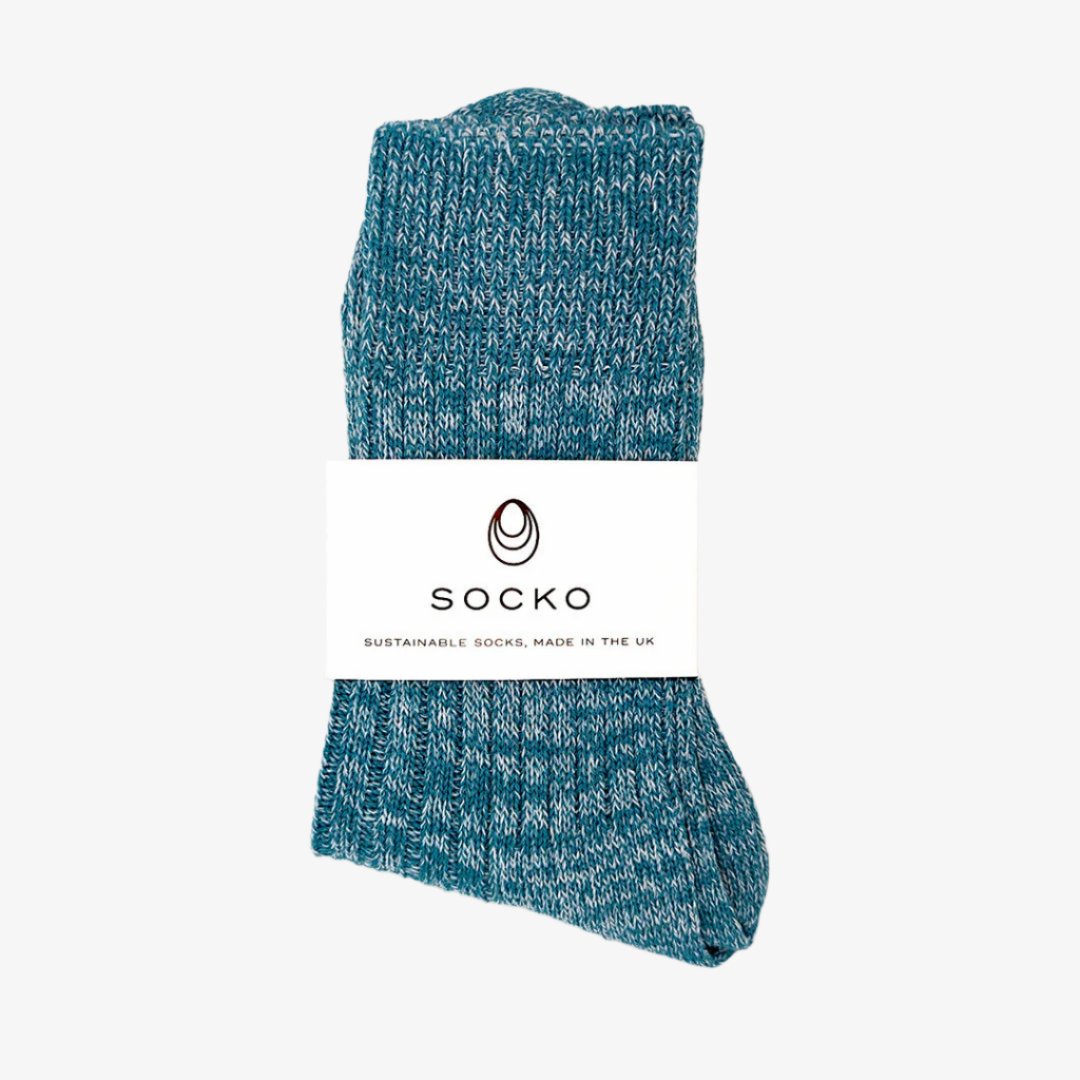 The Huison 100% Recycled Teal Fleck Socks Made Of Cotton Mix