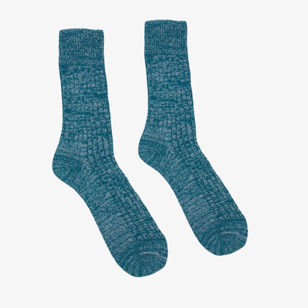 The Huison 100% Recycled Teal Fleck Socks Made Of Cotton Mix