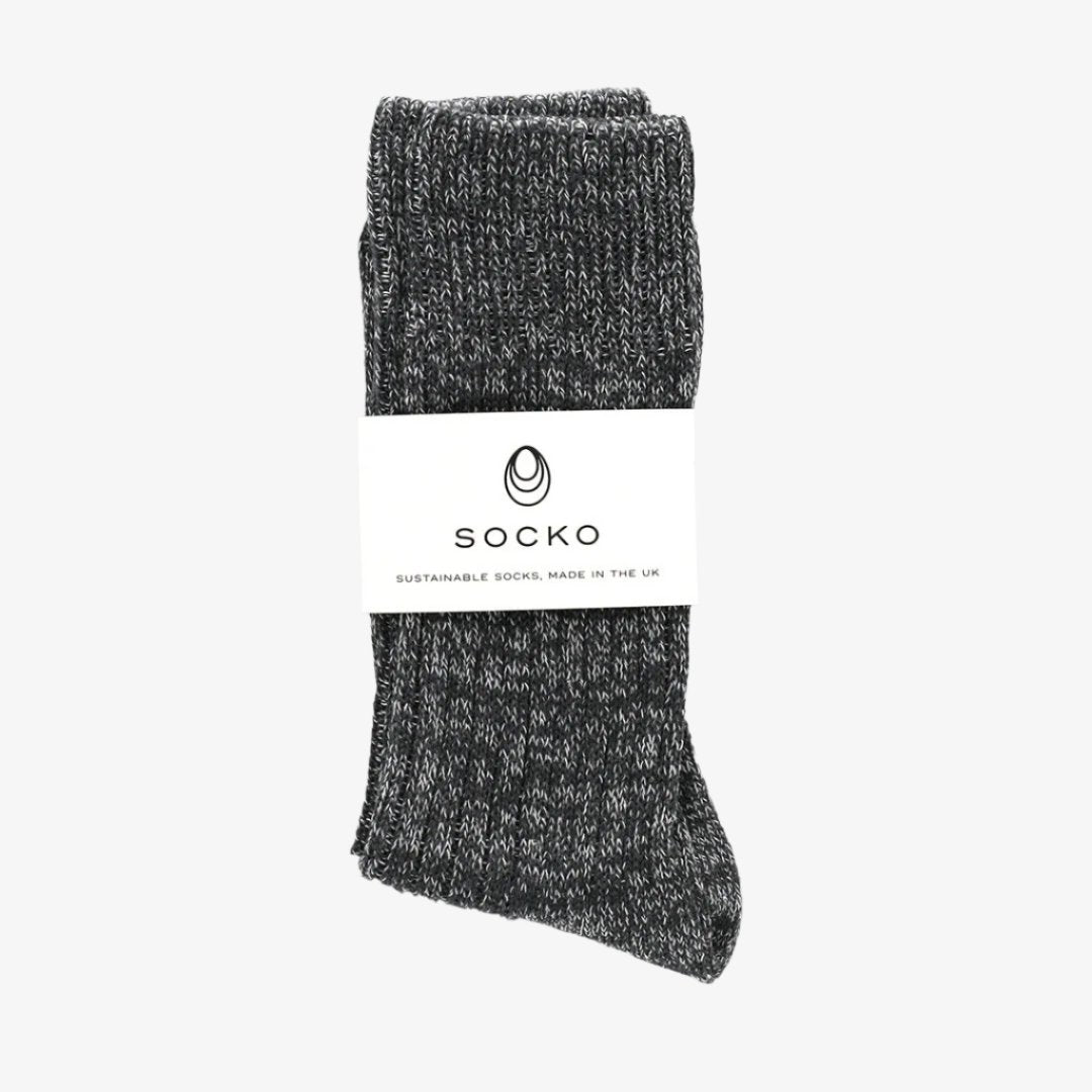 The Huison 100% Recycled Teal Fleck Socks Made Of Cotton Mix