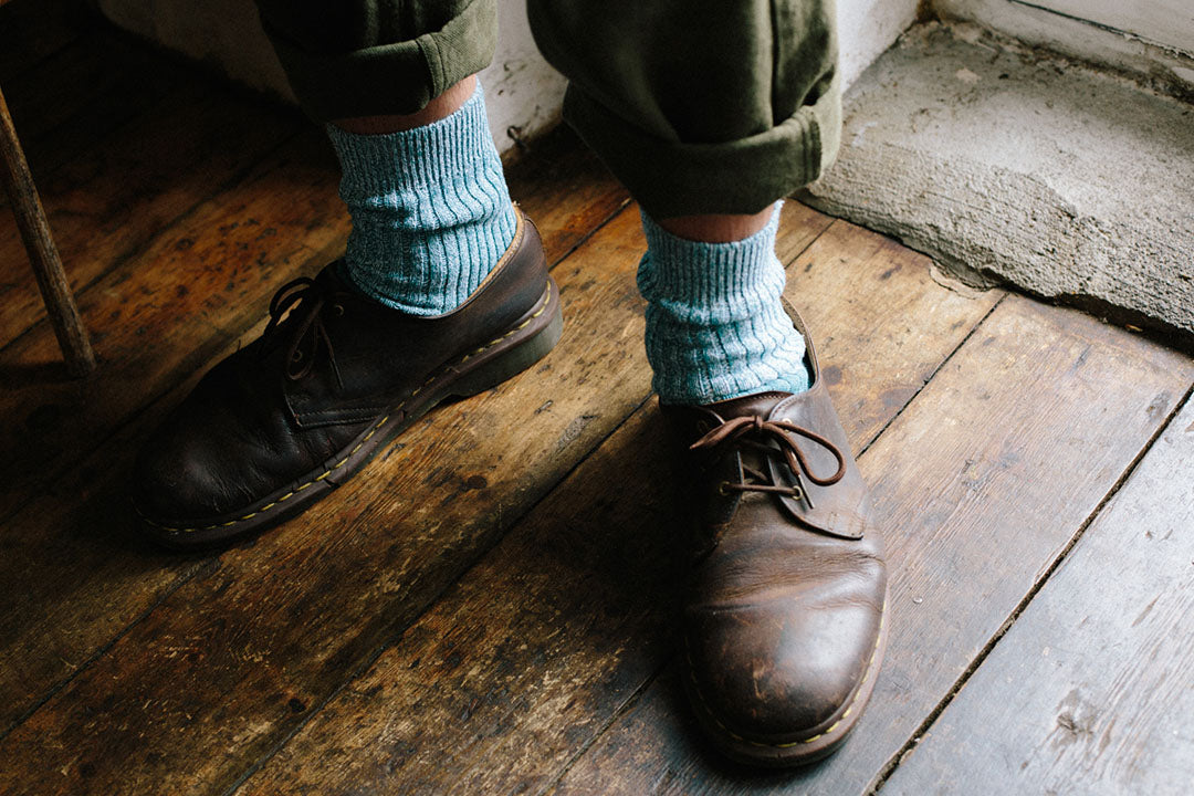 The Huison 100% Recycled Teal Fleck Socks Made Of Cotton Mix