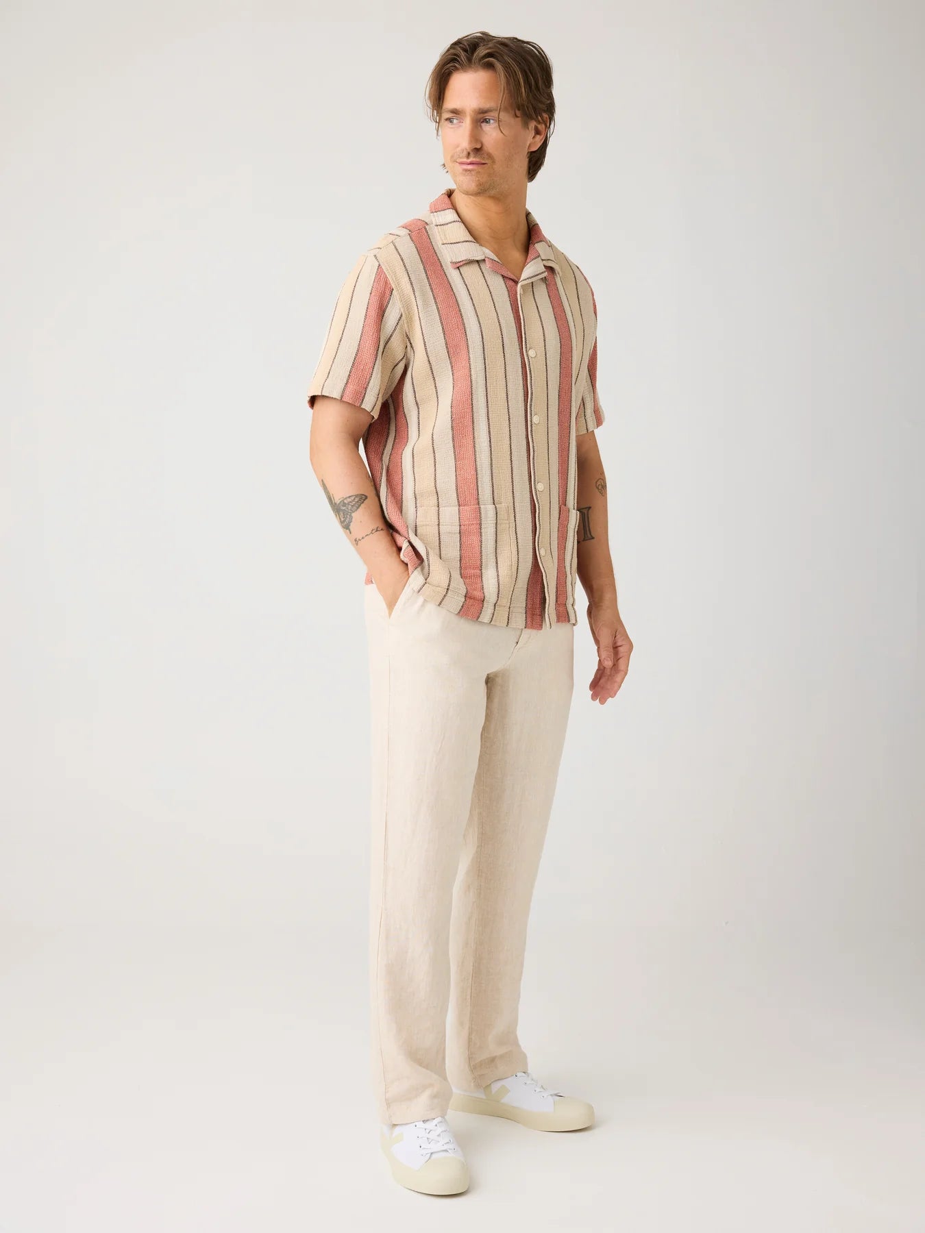 Relaxed Striped Shirt With Patch Pockets Made Of Organic Cotton