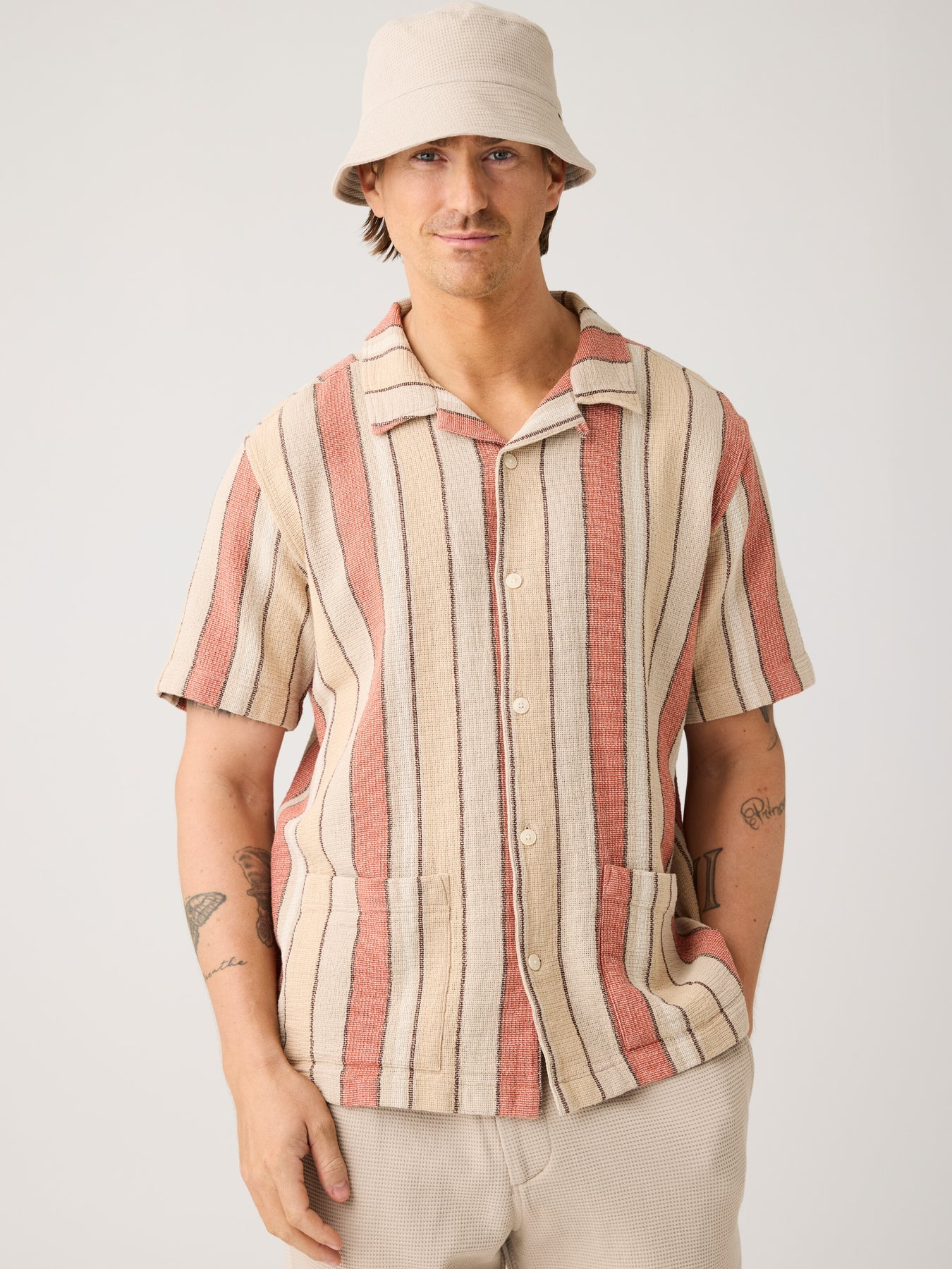 Relaxed Striped Shirt With Patch Pockets Made Of Organic Cotton