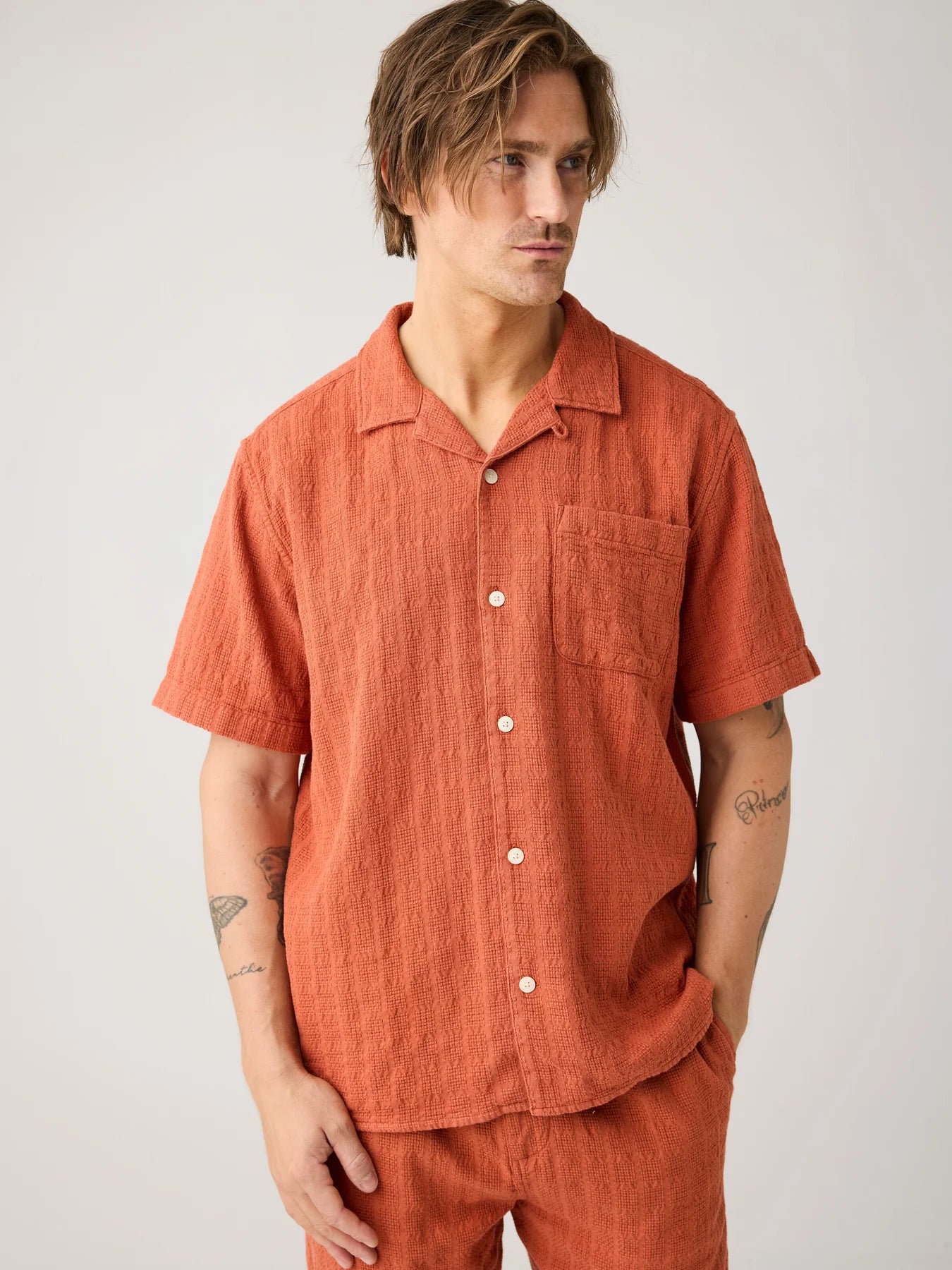 Structure Short Sleeve Shirt Made Of Organic Cotton