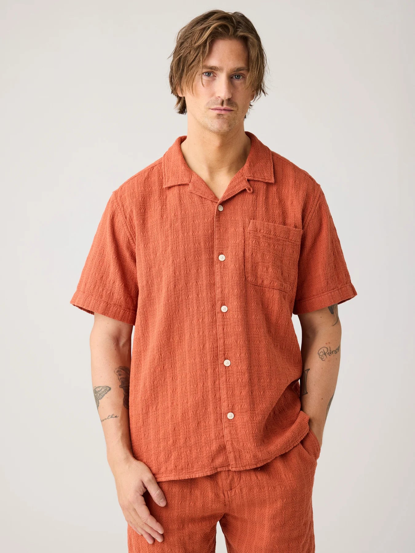 Structure Short Sleeve Shirt Made Of Organic Cotton