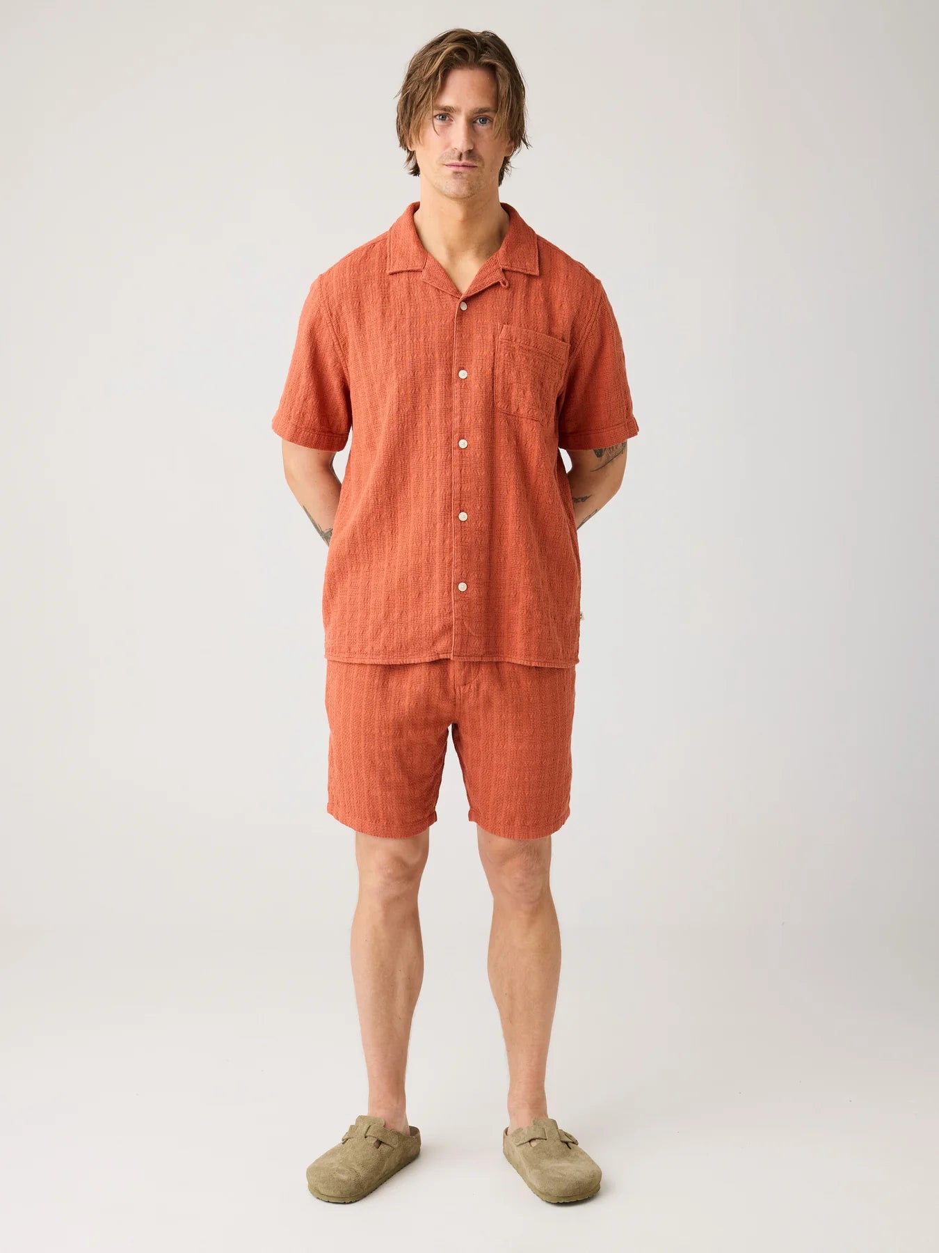 Structure Short Sleeve Shirt Made Of Organic Cotton