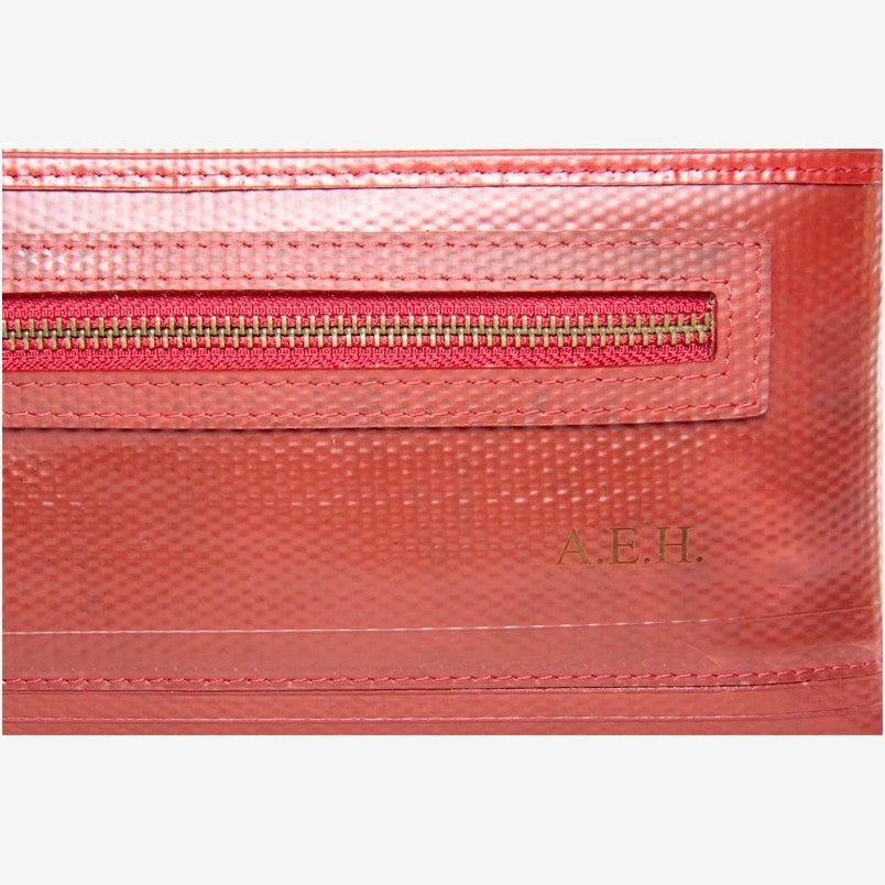 Large Washbag Red Made Of British Reclaimed Firehose/Parachute Silk