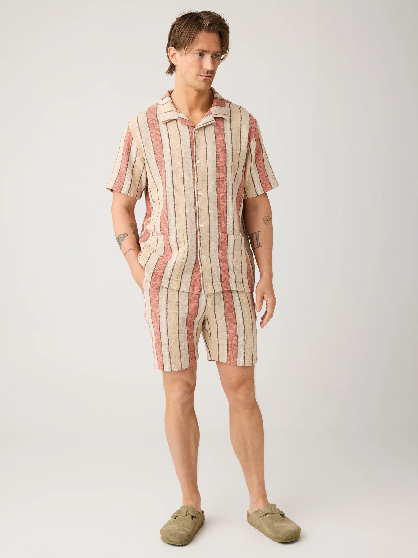 Stripe Short Sleeve Shirt Made Of Organic Linen