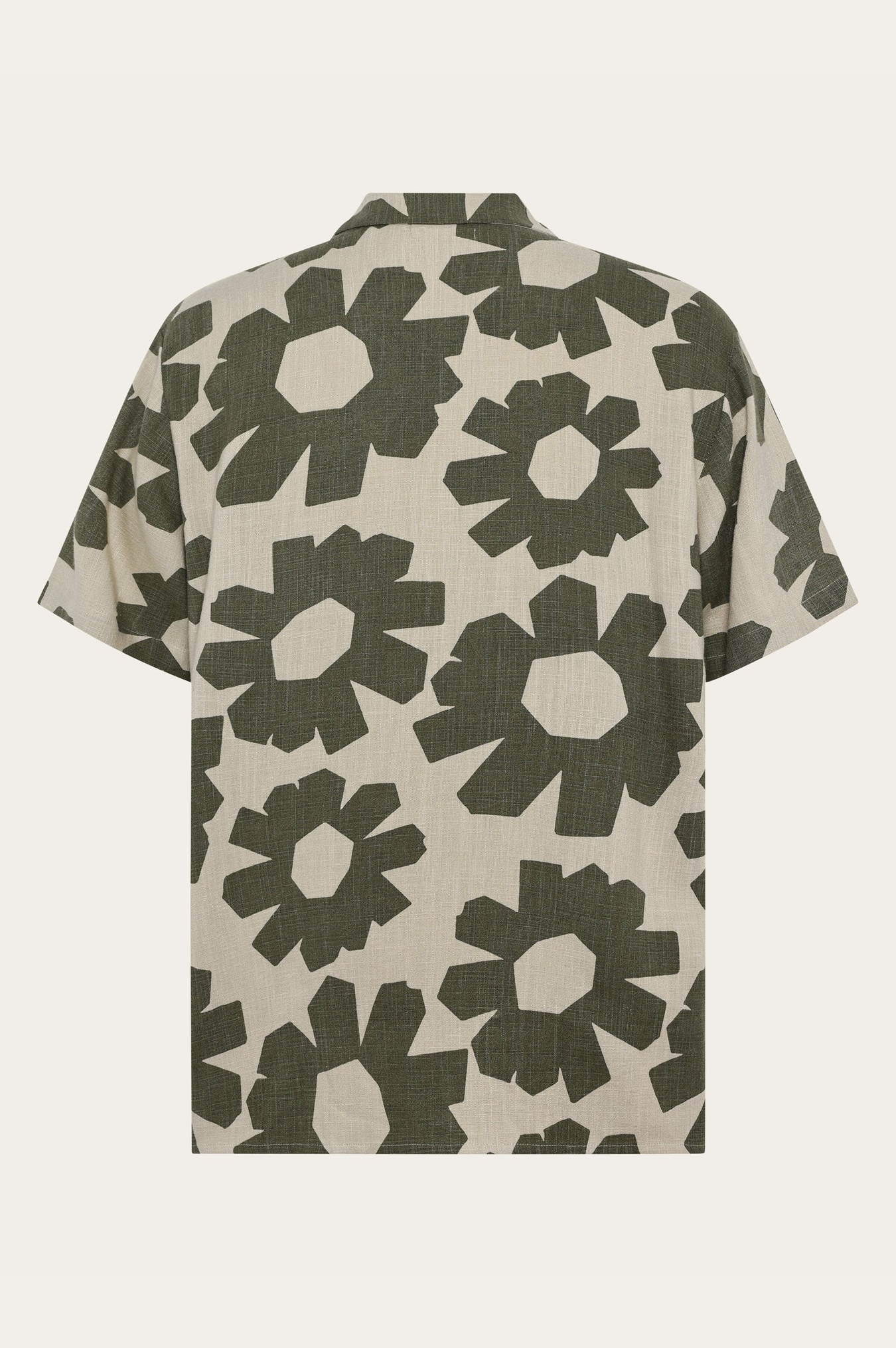 Relaxed Print Short Sleeve Shirt Made Of EcoVero™ and Linen Blend