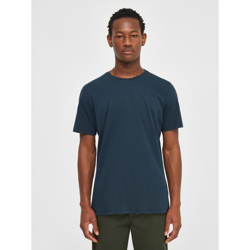 Organic Cotton Tee - Insigna Blue Melange | Knowledge Cotton Apparel