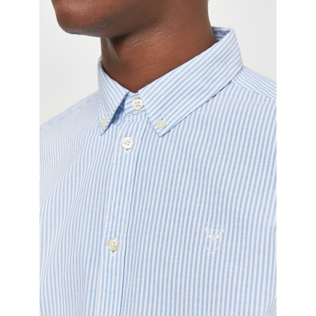 Knowledge Cotton Apparel Striped Oxford Shirt